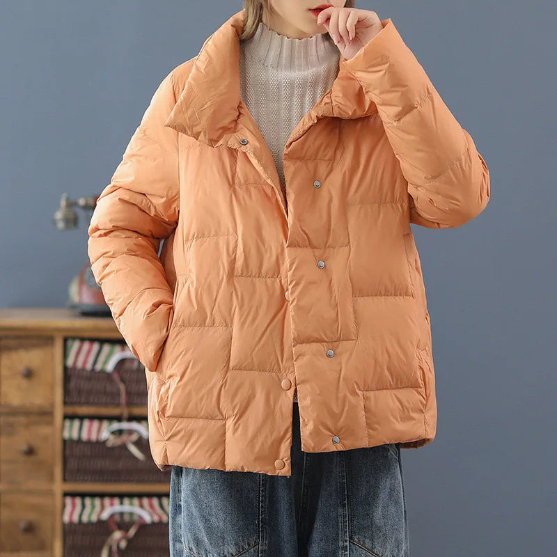 2022 New Winter Ultra Light Duck Down Coat Women Short Stand collarJackets Slim Autumn Puffer Jacket Down jacket Parkas RT220