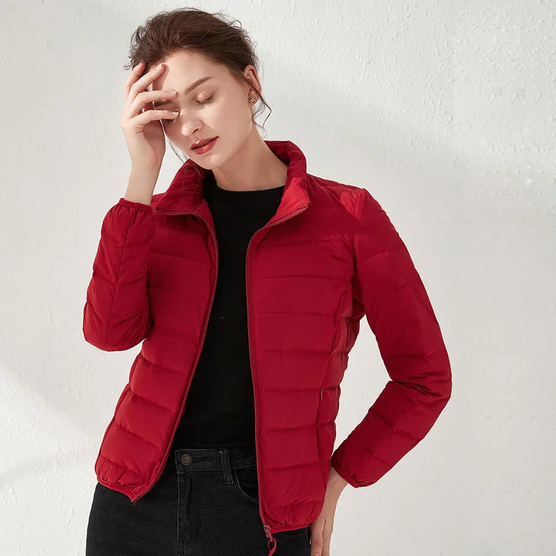 Woman's Jacket Matt Fabric Ultra Light Winter 90% Duck Down Jackets Warm Coat Parka Female Solid Waterproof Seamless Outwear RT220