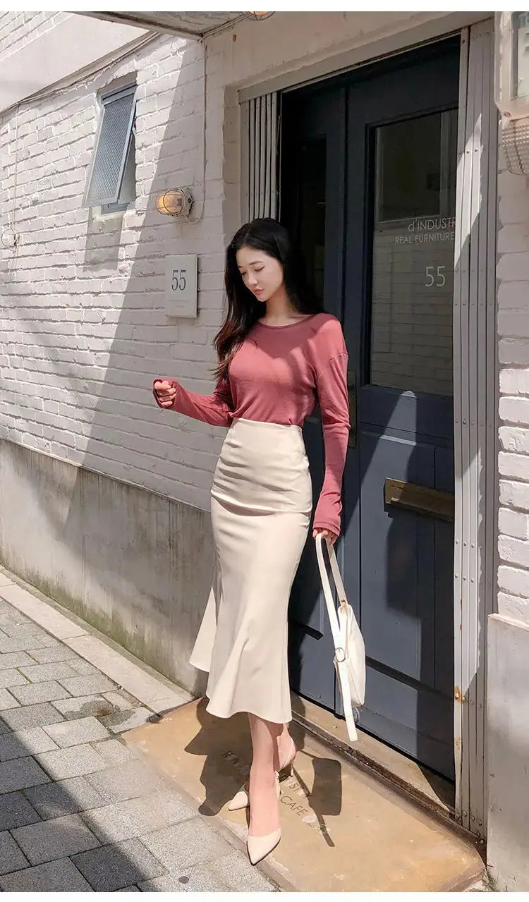 Elegant Office Long Skirts Women 2024 Fashion High Waist Bodycon White Black Skirt French Y2k Slim Corset Bridal Maxi Skirt XL RT220