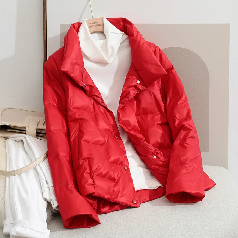 2022 New Winter Ultra Light Duck Down Coat Women Short Stand collarJackets Slim Autumn Puffer Jacket Down jacket Parkas RT220