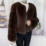 2021 New Fur Coat Women Winter High Quality Fashion Faux Fur Coat Artificial Fox Short Jacket RT220