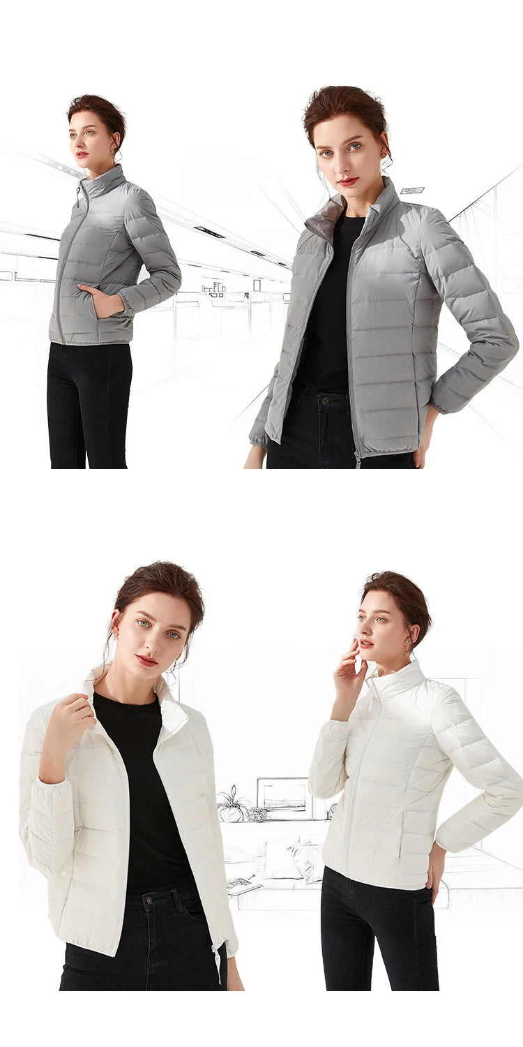 Woman's Jacket Matt Fabric Ultra Light Winter 90% Duck Down Jackets Warm Coat Parka Female Solid Waterproof Seamless Outwear RT220