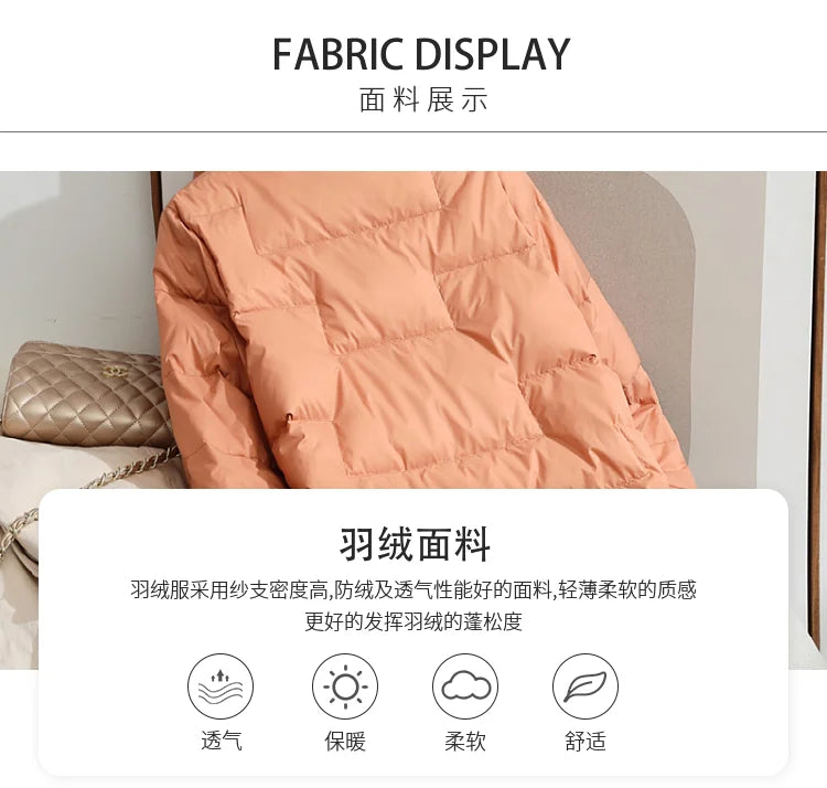 2022 New Winter Ultra Light Duck Down Coat Women Short Stand collarJackets Slim Autumn Puffer Jacket Down jacket Parkas RT220