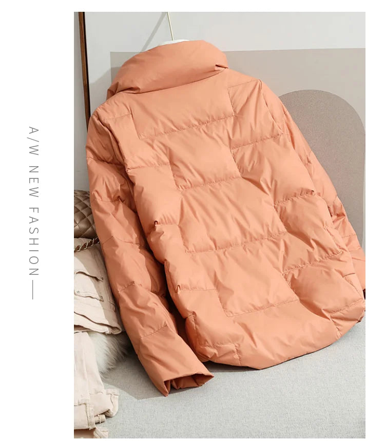 2022 New Winter Ultra Light Duck Down Coat Women Short Stand collarJackets Slim Autumn Puffer Jacket Down jacket Parkas RT220