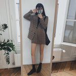 2025 Retro Plaid Blazer Set Single-breasted Jacket & Pencil Skirt 2 Pieces Skirt Suit Female Office Ladies Blazer Suit RT220