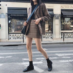 2025 Retro Plaid Blazer Set Single-breasted Jacket & Pencil Skirt 2 Pieces Skirt Suit Female Office Ladies Blazer Suit RT220