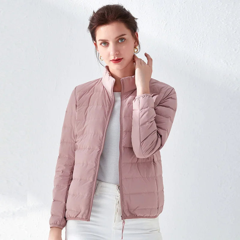 Woman's Jacket Matt Fabric Ultra Light Winter 90% Duck Down Jackets Warm Coat Parka Female Solid Waterproof Seamless Outwear RT220