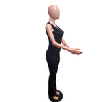 Women's Jumpsuit Summer Fashion Tied Detail V-Neck Casual Plain Sleeveless Asymmetrical Work Long Jumpsuit Y2K Streetwear RT220