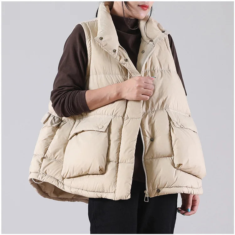 Winter Ultra Light Thin Duck Down Vest Feather Jacket Women Quilted Short Warm Basic Casual Oversize Waistcoat RT220
