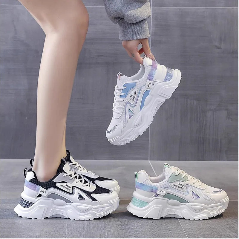 2025 Sneakers Women Platform Flat Shoes Woman Shoes Green Casual Trainers Ladies Chunky Sneakers Women Shoes RT220