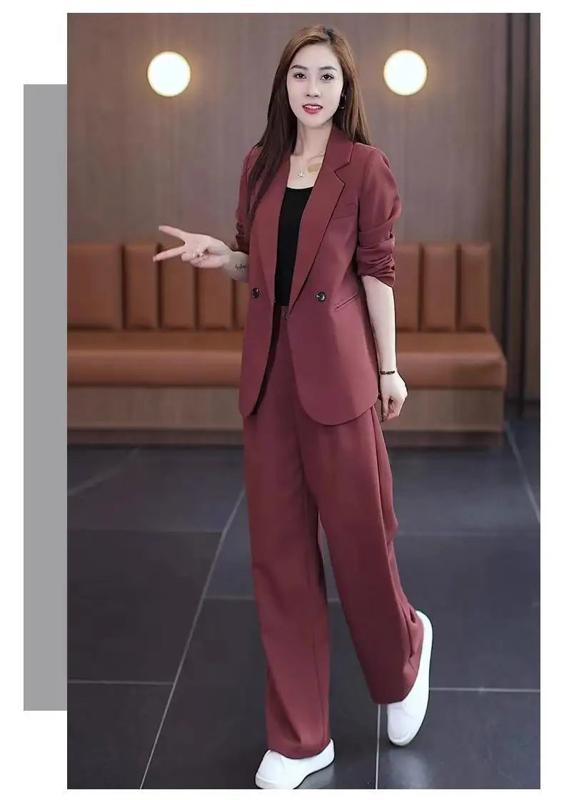 Women's 2025 Spring New Fashionable and Stylish Professional Suit Two Piece Set Korean Elegant Casual Suit Pants Two Piece Set RT220