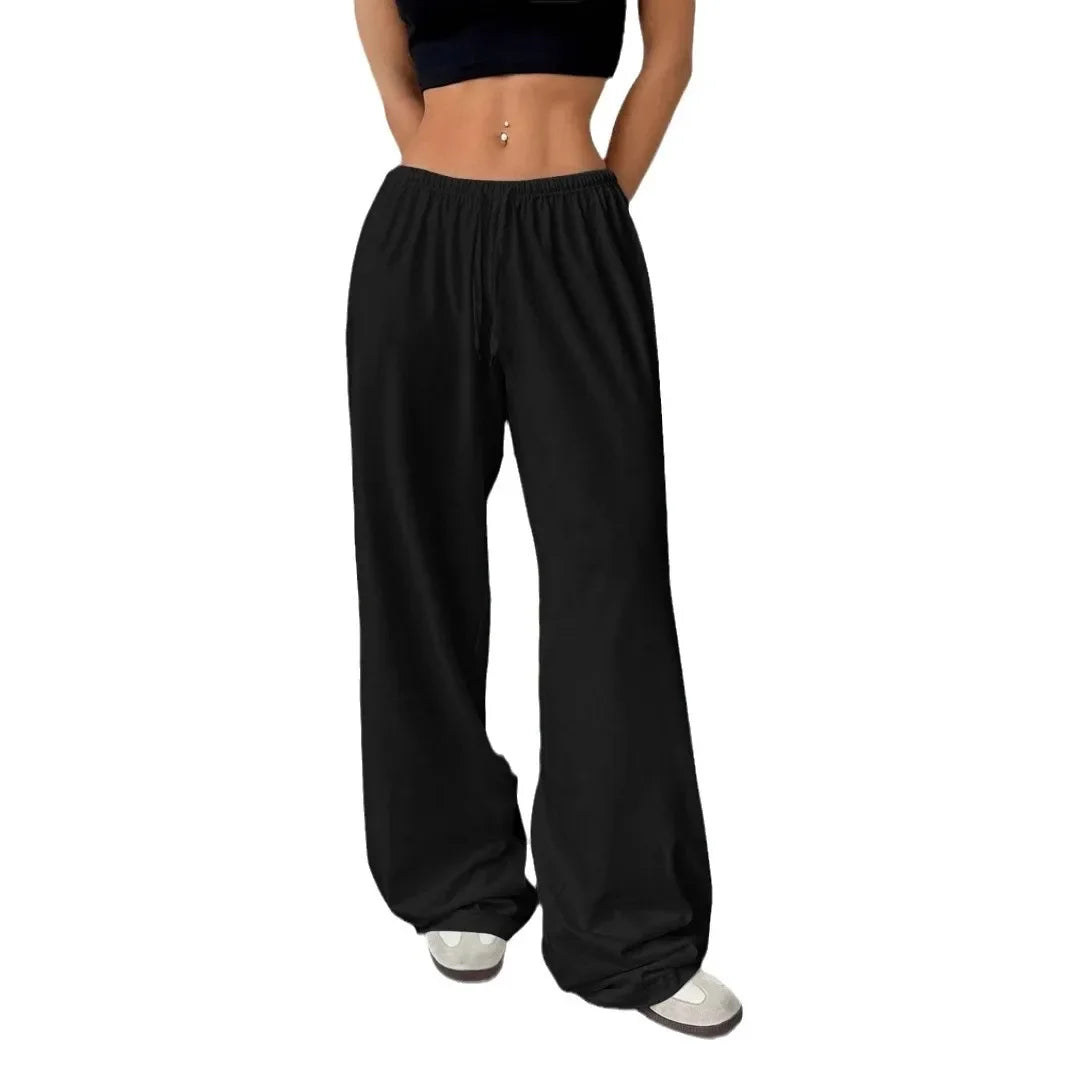 Loose Wide Leg Pants Women's Casual Knitted Loose Long Trousers Spring Summer New Style Elastic Waist Comfortable Female Fashion RT220