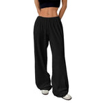 Loose Wide Leg Pants Women's Casual Knitted Loose Long Trousers Spring Summer New Style Elastic Waist Comfortable Female Fashion RT220