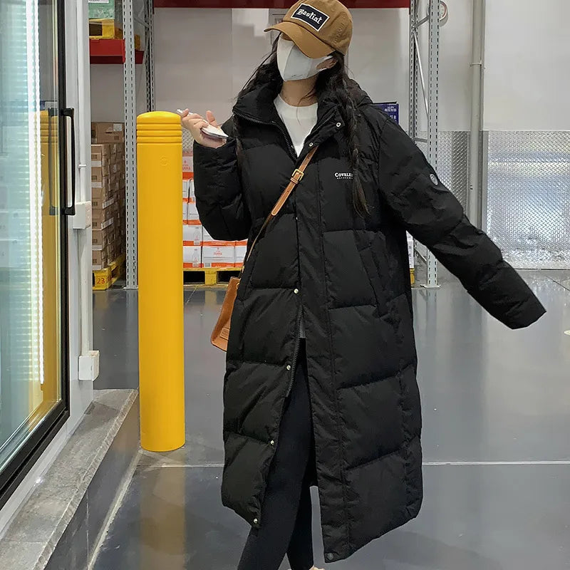 ITOOLIN Women oversize Loose Coat Zipper Pockets Down Coat Turtleneck Thicken Long Coat Casual Parkas Women 2023 Autumn Winter RT220