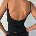 Women's Backless Cami Crop Top Summer Solid Color Casual Sleeveless Streetwear Y2K Top RT220