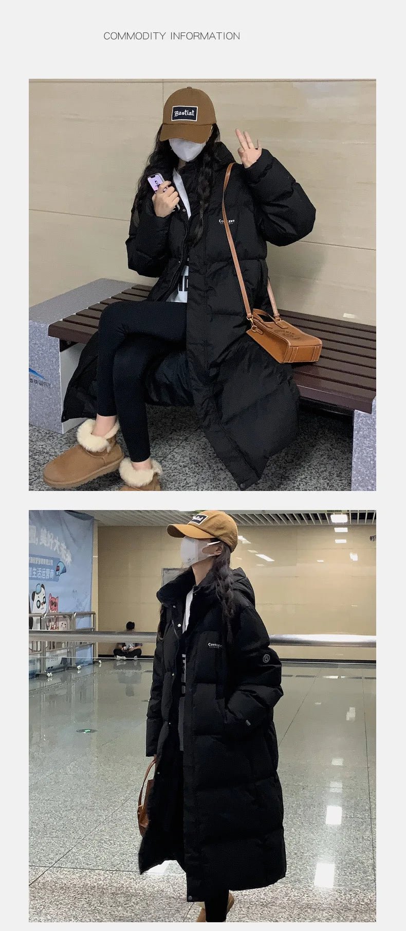 ITOOLIN Women oversize Loose Coat Zipper Pockets Down Coat Turtleneck Thicken Long Coat Casual Parkas Women 2023 Autumn Winter RT220