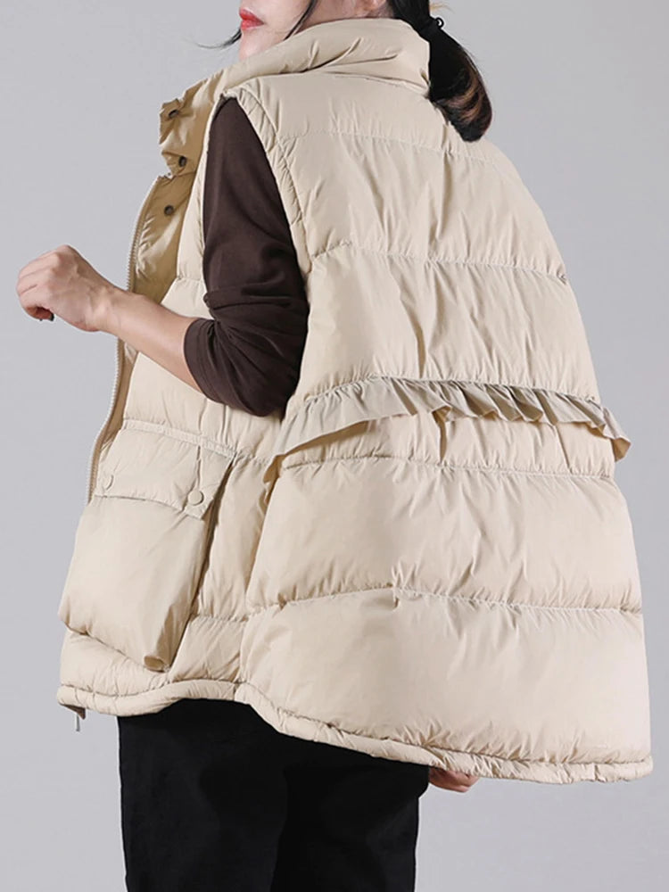 Winter Ultra Light Thin Duck Down Vest Feather Jacket Women Quilted Short Warm Basic Casual Oversize Waistcoat RT220