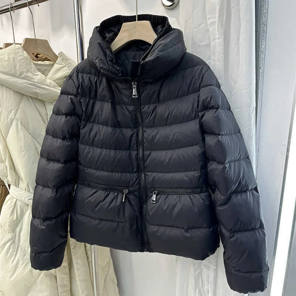 Winter New Down Coats Puffer Jacket Women Simple Casual Elegant Outerwears Stand-up Collar Thick Slim Warm Short Down Jackets RT220