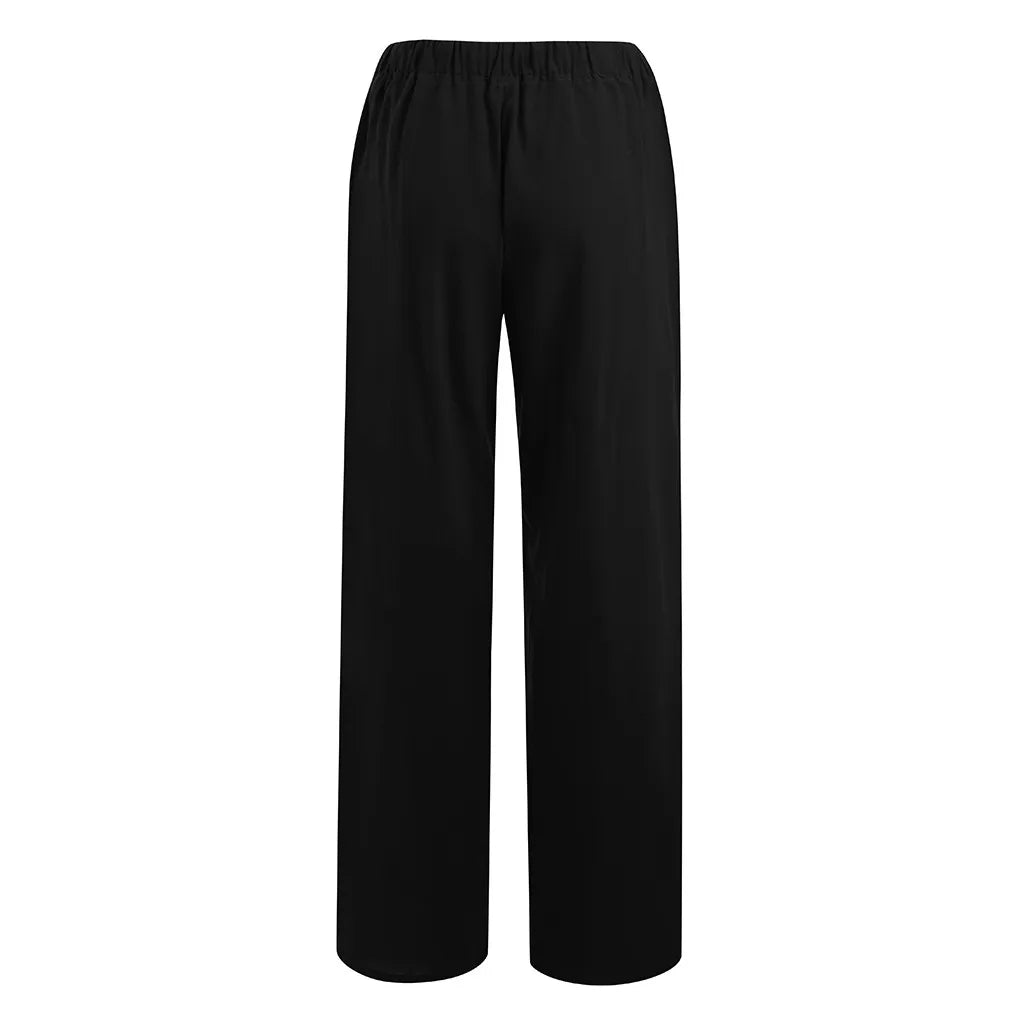 Women White Cotton Linen Pants Casual Low Waist Lightweight Wide Leg Pants Streetwear Bottom Sweatpants Hiking Pants For Women RT220