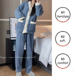 2pcs/Set Autumn And Winter Pajamas Women Thickened Padded Warm Students Coral Girls Clot Velvet Suit Homewear Cardigan Trousers RT220