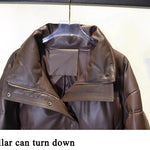 Women Leather Down Jacket Winter 2025 High End Genuine Sheepskin Down Coat Outdoor Thicked Warm Short Puffer Jacket Streetwear RT220