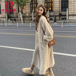 Women Fur Cardigan Thickened Long2025Spring And Autumn V-neck Jacket Female Loose Simple Leisure With Buttons Faux Fur Mink Coat RT220