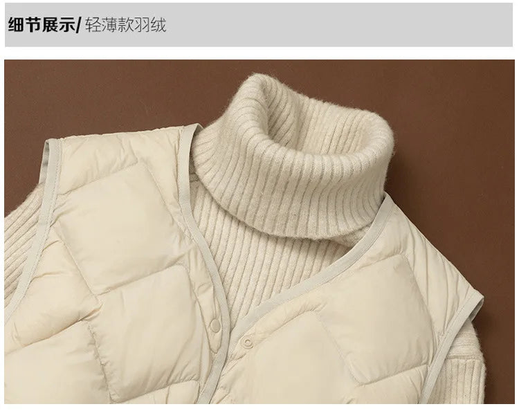 Women Sleeveless X-long Ultra Light Down Jackets 2024 New Arrivals Autumn Winter Korean Fashion V-neck Liner Vest Down Coats 3XL RT220