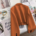 Korean Cropped Blazers Women Autumn Solid Color Simple Single-button Outwear Teens All-match Long Sleeve Office Lady Suit Jacket RT220