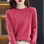 100% Merino Wool Knitted Sweater Autumn/Winter 2024 New Women's Round Neck Hollow Top 11 Color Pullover Versatile Coat NJR1107 RT220