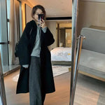 Women Pants Autumn Winter Thickening High Waisted Wool Wide Leg Pants Women Fashion Chevron Lengthening Leg Opening Floor Length RT220