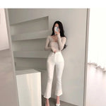 Sexy Tank Top Cropped Inner Strapless Long Sleeve Cover Up Outer Wear 2-piece Set Women's Summer Fashionable Suit RT220