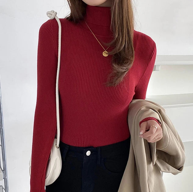 Women Fall Turtleneck Sweater Knitted Soft Pullovers Cashmere Jumpers Basic Soft Sweaters For Women 2025 Autumn Winter RT220