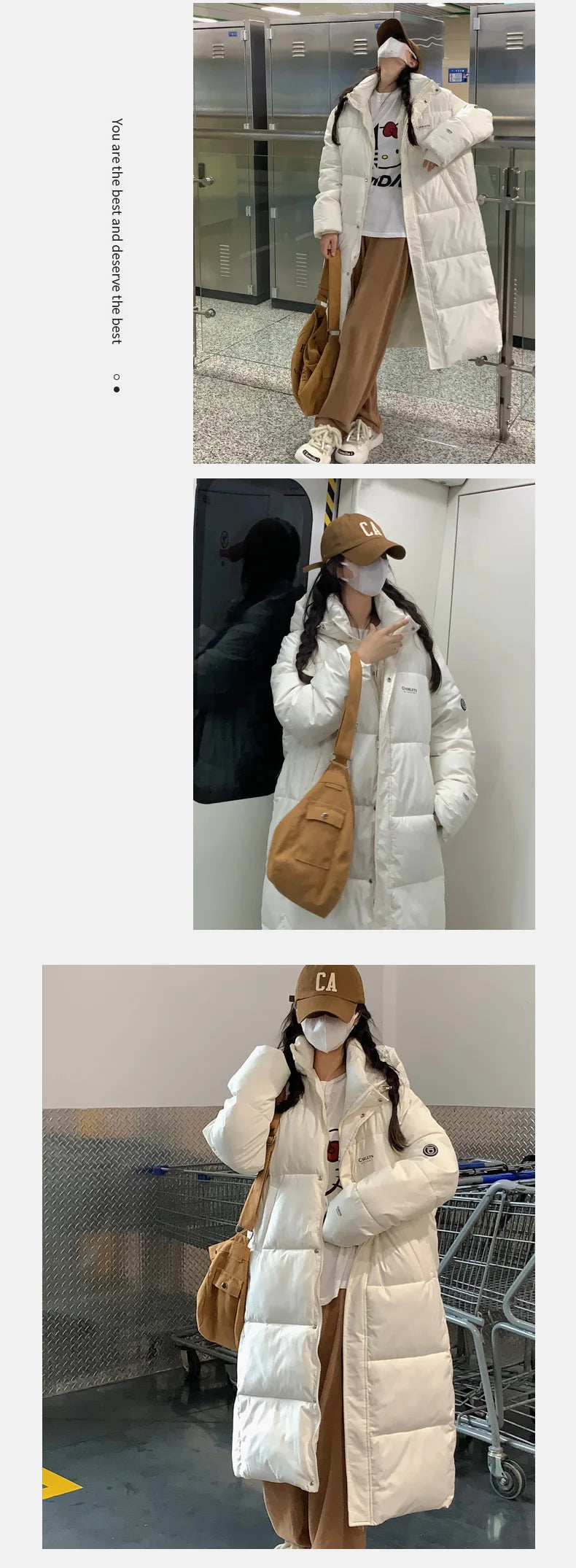 ITOOLIN Women oversize Loose Coat Zipper Pockets Down Coat Turtleneck Thicken Long Coat Casual Parkas Women 2023 Autumn Winter RT220