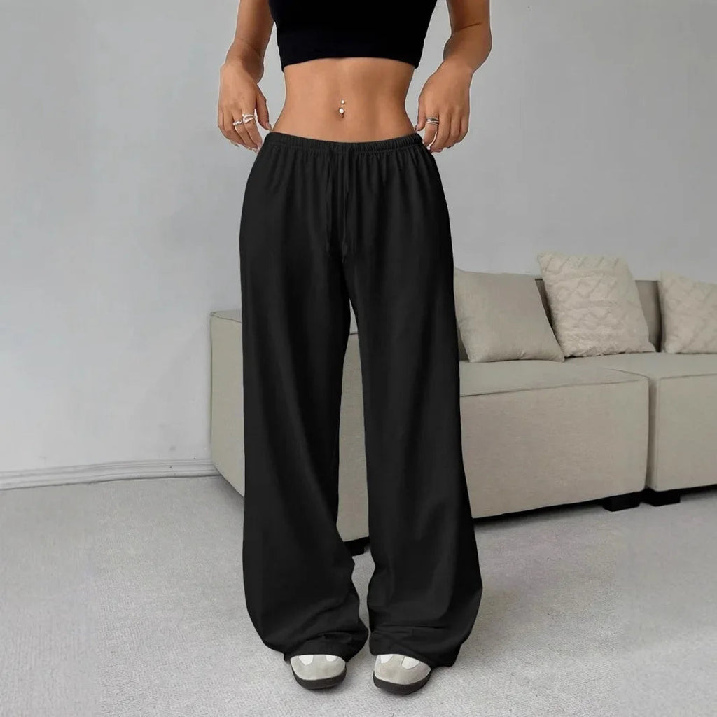 Loose Wide Leg Pants Women's Casual Knitted Loose Long Trousers Spring Summer New Style Elastic Waist Comfortable Female Fashion RT220