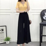Wide leg pants pleated chiffon high waisted loose skirt pants with large hem and drape feeling, large size random linen spring/s RT220