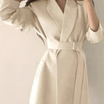 New 2025 Spring Summer Mid-length Small Thin Suit Vintage Belt Korean Fashion Casual Temperament Blazers for Women Clothing RT220