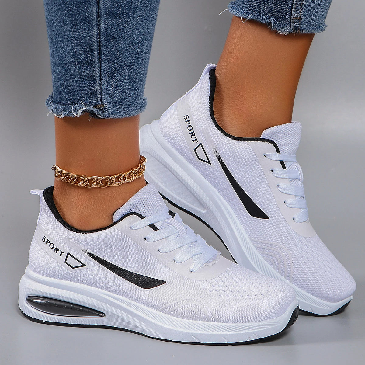 Spring new women's sports shoes, fashionable, breathable, lightweight, non-slip, wear-resistant, casual sports shoes, flat shoes RT220