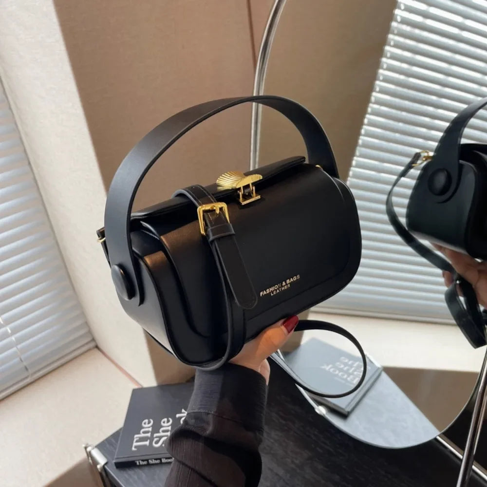 Classic Black Shoulder Bag Women's Versatile Retro Crossbody Square Bags 2024 New Large Capacity Textured Leather Flap Handbags RT220