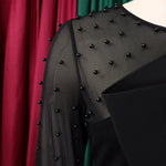 Luxury Jumpsuits & Rompers for Women Round Neck Beaded Transparent Sleeve High Waisted Elegant Female Birthday Party Overalls RT220