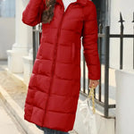 Winter New Hooded Mid Length Slim Fit Warm Long Sleeve Solid Color Jacket For Women,3 Colors RT220