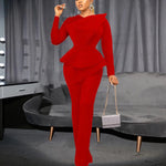 Luxury Jumpsuits & Rompers for Women Round Neck Beaded Transparent Sleeve High Waisted Elegant Female Birthday Party Overalls RT220