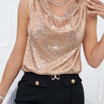 Women Top Shiny Glitter Sequin Sleeveless T-shirt Vest Tank Tops Fashion Sexy Camis New Cocktail Party Clubwear Evening T-shirts RT220
