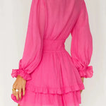 Sexy Cascading Ruffles Women Long Sleeve Mini Dress Deep V-Neck Lace-Up Casual Ladies Party Dress Sweet Streetwear Dropshipping RT220