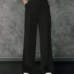 Ladies' autumn and winter black commuting elegant casual loose button suit jacket and elastic waisted suit pants two-piece set RT220