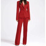 Office Lady Fashion Beige Women Suits One Button Peak Lapel 2 Piece Jacket Pants Slim Fit Smart Causal Conjuntos De Pantalones RT220