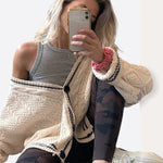 Star Cardigan Women Oversized Button Up Chunky Cable Knitted Sweater with Star Embroidery Sleeve Warm Knitwear Autumn Winter RT220