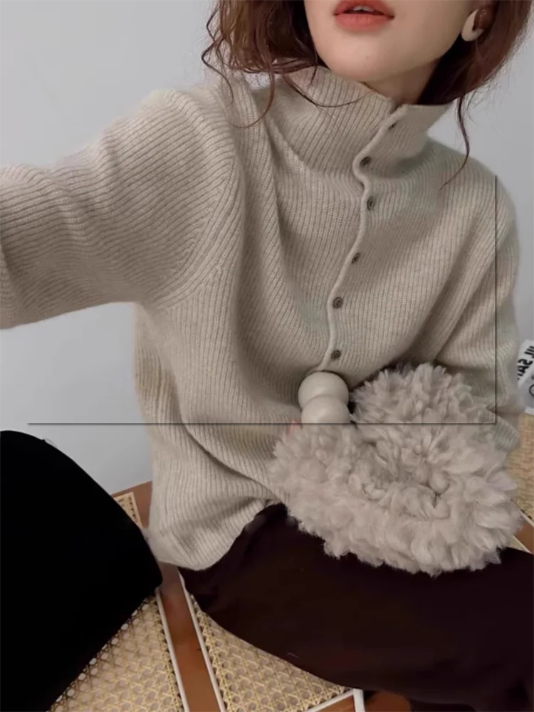 Soft Waxy Cashmere Knit Cardigan European Style Single-Breasted Sweater Long Sleeve Autumn Winter Fashionable Outerwear RT220