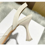 Summer Women Baotou Sandals 2024 New French Transparent Pointed Toe Crystal Stiletto Heel Sandals Pumps Zapatillas Mujer RT220