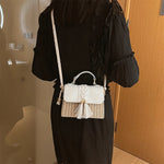 MOODS Straw Beach Bag For Women 2023 Summer New Luxury Designer Handbags Hit Color Tassels Shoulder Crossbody Box Bag Sac A Main RT220