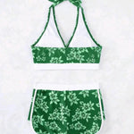 2025 Halter Sporty Bikinis Printed Swimsuit Women High Waist Shorts Swimwear Female Bathers Bathing Swimming Swim Suit Beachwear RT220